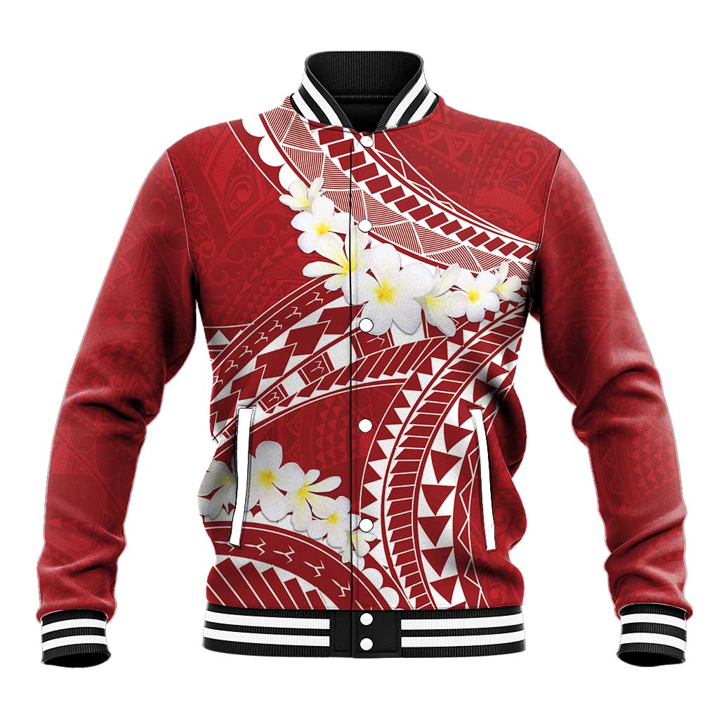 Polynesian Vintage Floral Baseball Jacket Scarlet Motifs LT7 Unisex Scarlet - Polynesian Pride