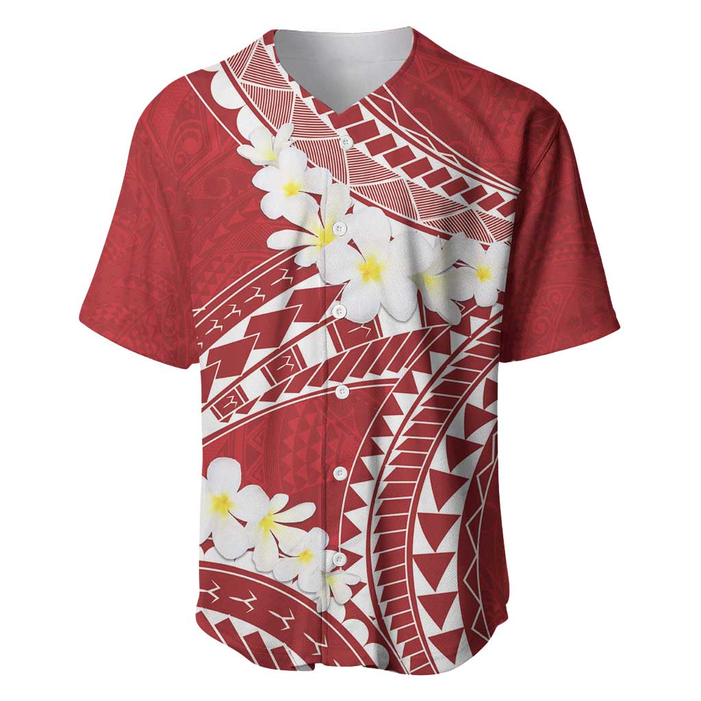 Polynesian Vintage Floral Baseball Jersey Scarlet Motifs - Polynesian Pride