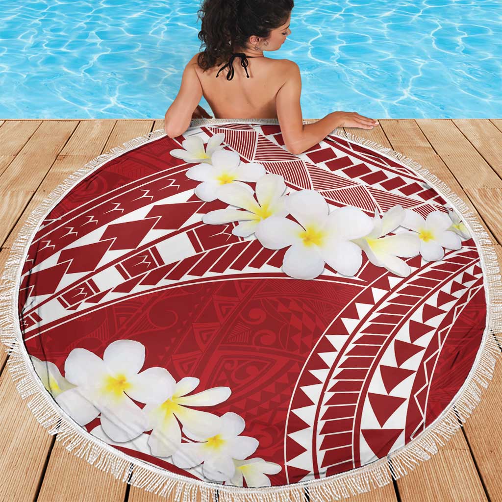 Polynesian Vintage Floral Beach Blanket Scarlet Motifs - Polynesian Pride