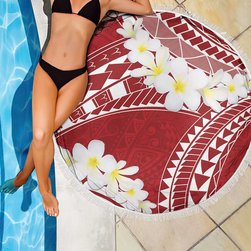 Polynesian Vintage Floral Beach Blanket Scarlet Motifs - Polynesian Pride