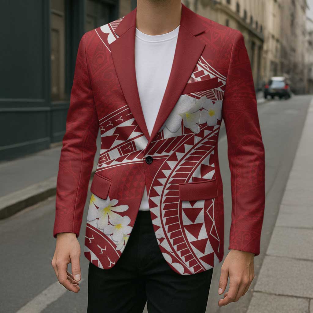 Polynesian Vintage Floral Blazer Scarlet Motifs - Polynesian Pride