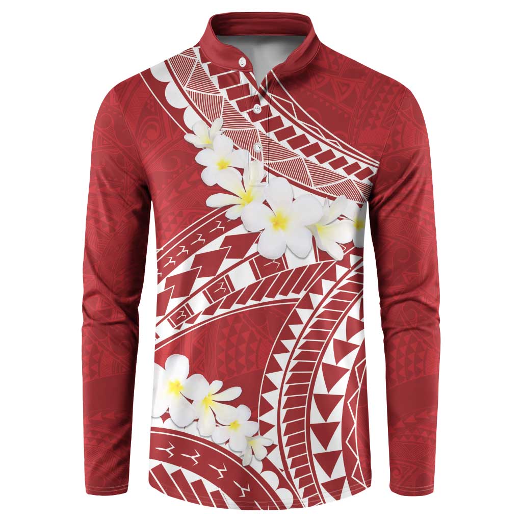 Polynesian Vintage Floral Button Sweatshirt Scarlet Motifs - Polynesian Pride