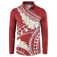Polynesian Vintage Floral Button Sweatshirt Scarlet Motifs - Polynesian Pride