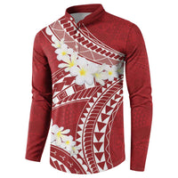 Polynesian Vintage Floral Button Sweatshirt Scarlet Motifs - Polynesian Pride