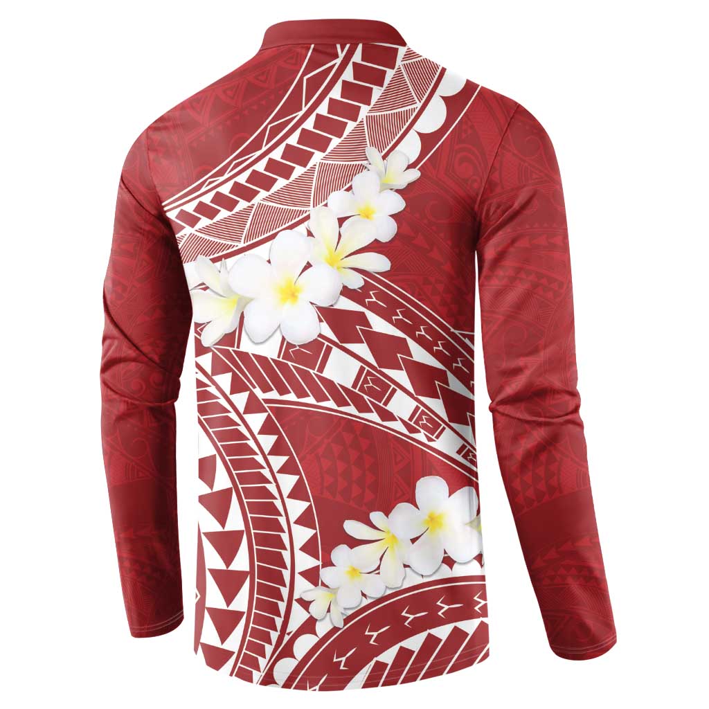 Polynesian Vintage Floral Button Sweatshirt Scarlet Motifs - Polynesian Pride