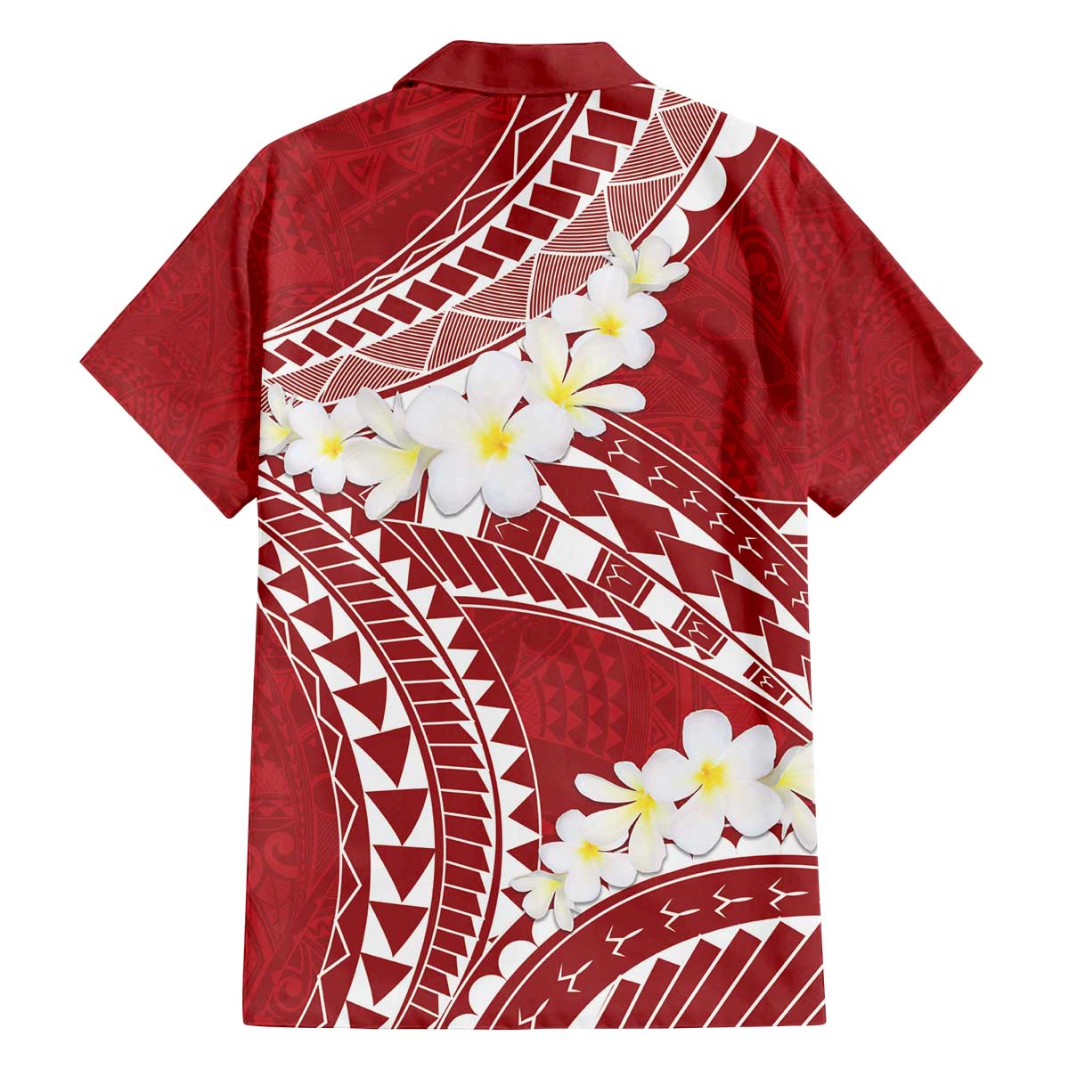 Polynesian Vintage Floral Family Matching Off The Shoulder Long Sleeve Dress and Hawaiian Shirt Scarlet Motifs - Polynesian Pride