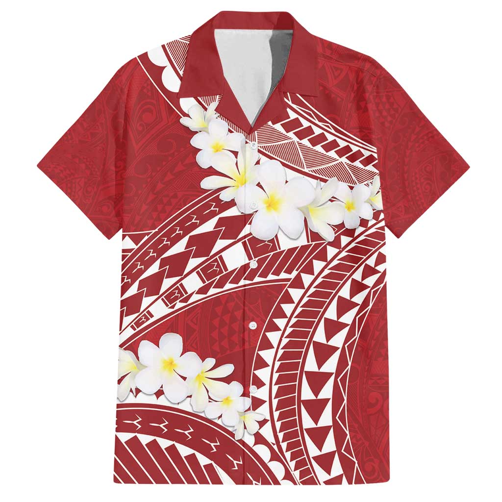 Polynesian Vintage Floral Family Matching Off Shoulder Short Dress and Hawaiian Shirt Scarlet Motifs - Polynesian Pride