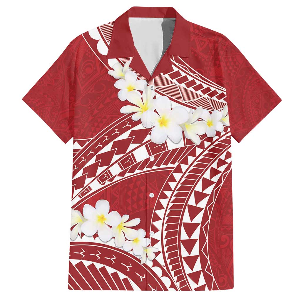 Polynesian Vintage Floral Family Matching Short Sleeve Bodycon Dress and Hawaiian Shirt Scarlet Motifs - Polynesian Pride