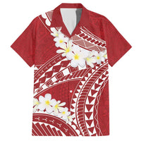 Polynesian Vintage Floral Family Matching Short Sleeve Bodycon Dress and Hawaiian Shirt Scarlet Motifs - Polynesian Pride