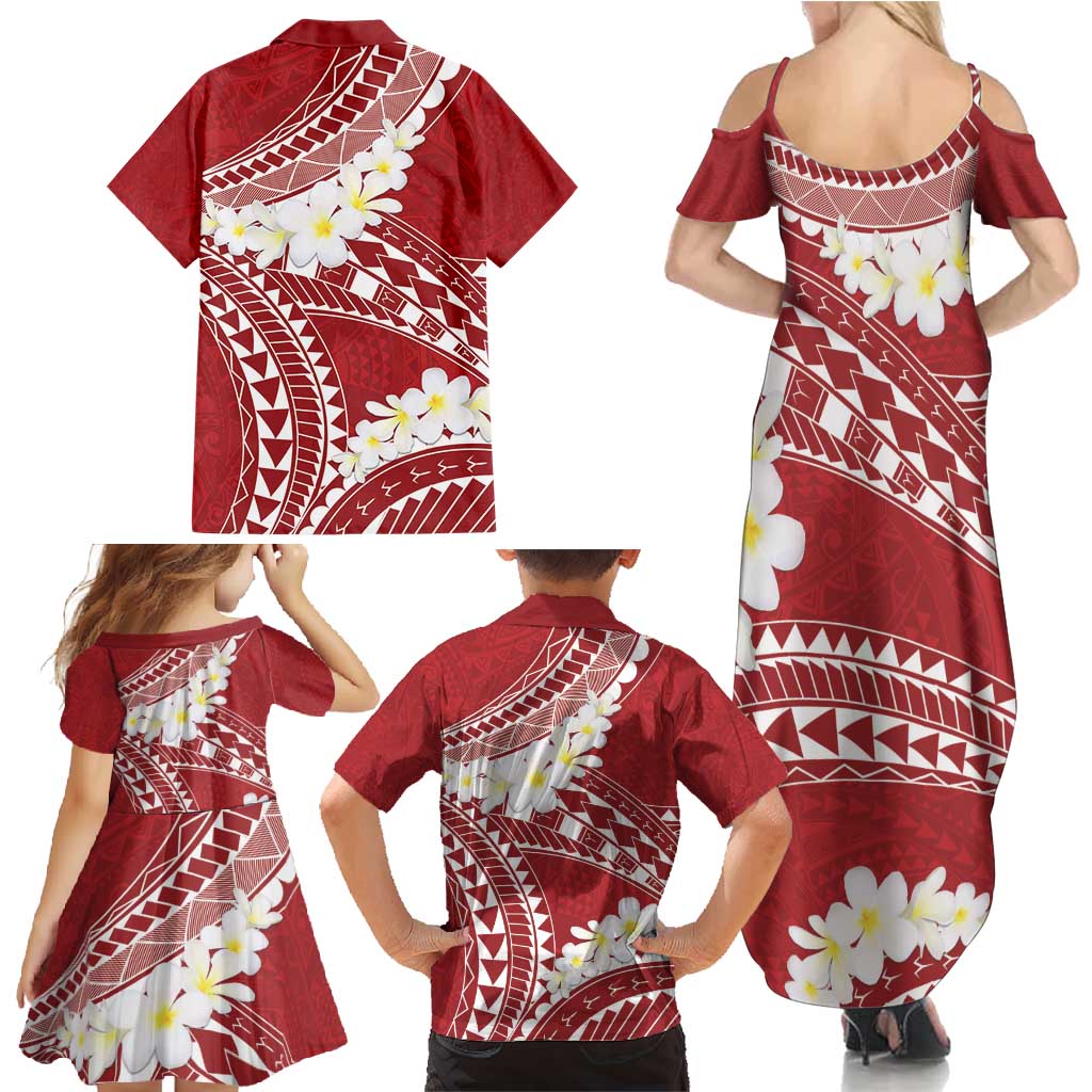 Polynesian Vintage Floral Family Matching Summer Maxi Dress and Hawaiian Shirt Scarlet Motifs - Polynesian Pride