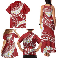 Polynesian Vintage Floral Family Matching Tank Maxi Dress and Hawaiian Shirt Scarlet Motifs - Polynesian Pride