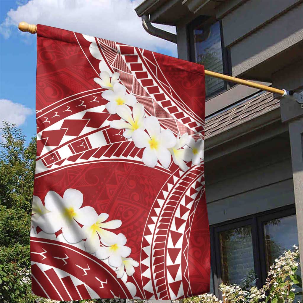 Polynesian Vintage Floral Garden Flag Scarlet Motifs - Polynesian Pride