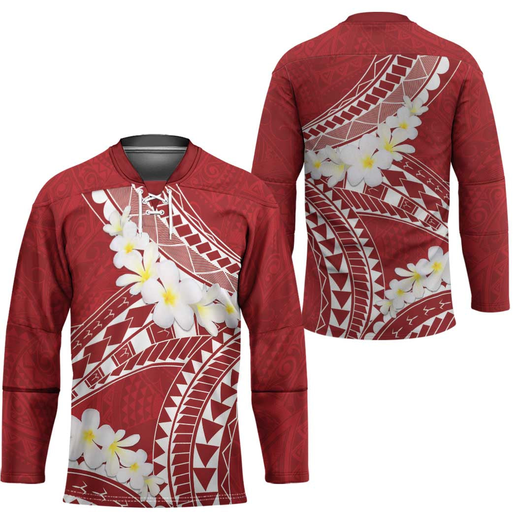 Polynesian Vintage Floral Hockey Jersey Scarlet Motifs - Polynesian Pride