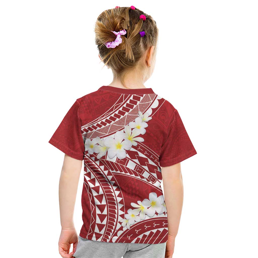 Polynesian Vintage Floral Kid T Shirt Scarlet Motifs - Polynesian Pride