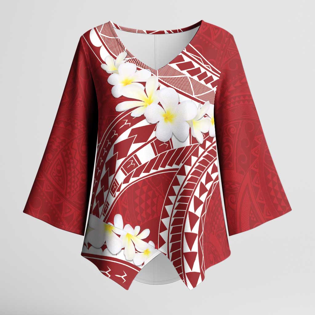 Polynesian Vintage Floral Kimono Sleeve Blouse Scarlet Motifs - Polynesian Pride