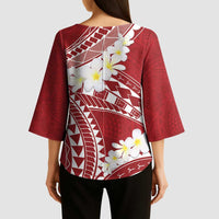 Polynesian Vintage Floral Kimono Sleeve Blouse Scarlet Motifs - Polynesian Pride