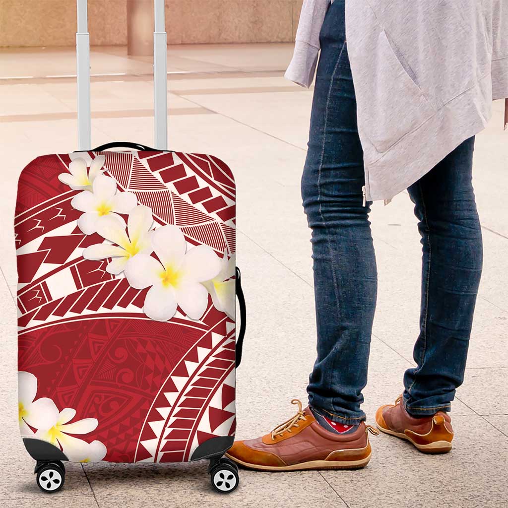 Polynesian Vintage Floral Luggage Cover Scarlet Motifs - Polynesian Pride