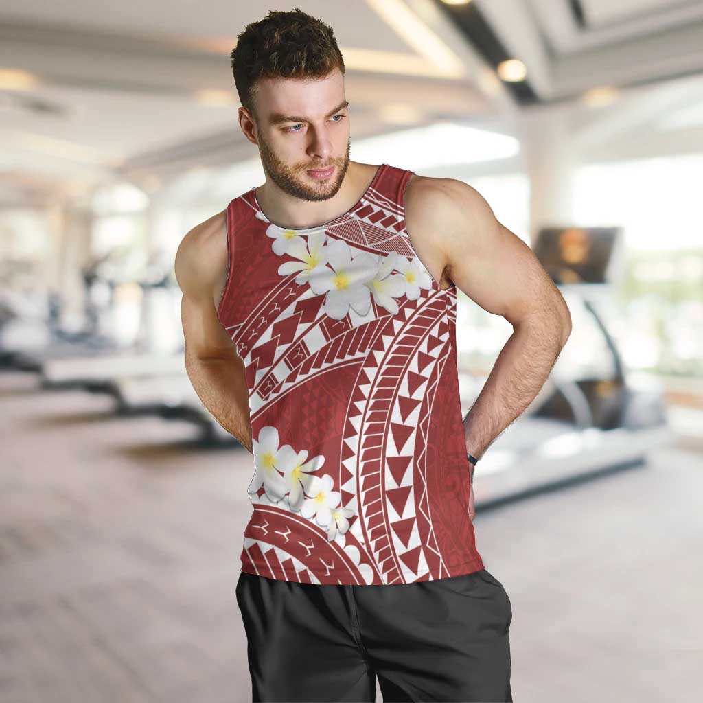 Polynesian Vintage Floral Men Tank Top Scarlet Motifs - Polynesian Pride