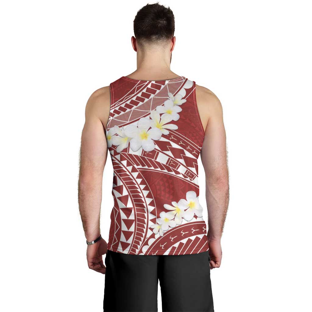 Polynesian Vintage Floral Men Tank Top Scarlet Motifs - Polynesian Pride