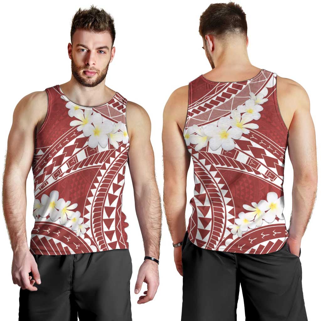 Polynesian Vintage Floral Men Tank Top Scarlet Motifs - Polynesian Pride