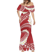 Polynesian Vintage Floral Mermaid Dress Scarlet Motifs - Polynesian Pride