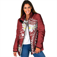 Polynesian Vintage Floral Padded Jacket Scarlet Motifs - Polynesian Pride