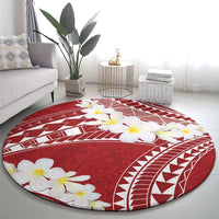 Polynesian Vintage Floral Round Carpet Scarlet Motifs - Polynesian Pride