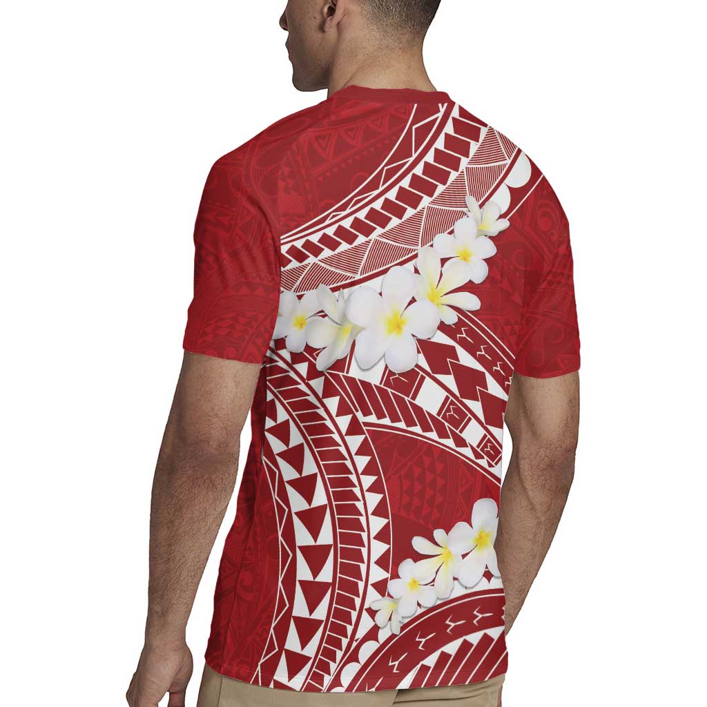 Polynesian Vintage Floral Rugby Jersey Scarlet Motifs - Polynesian Pride