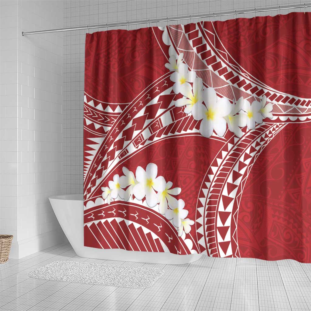Polynesian Vintage Floral Shower Curtain Scarlet Motifs - Polynesian Pride