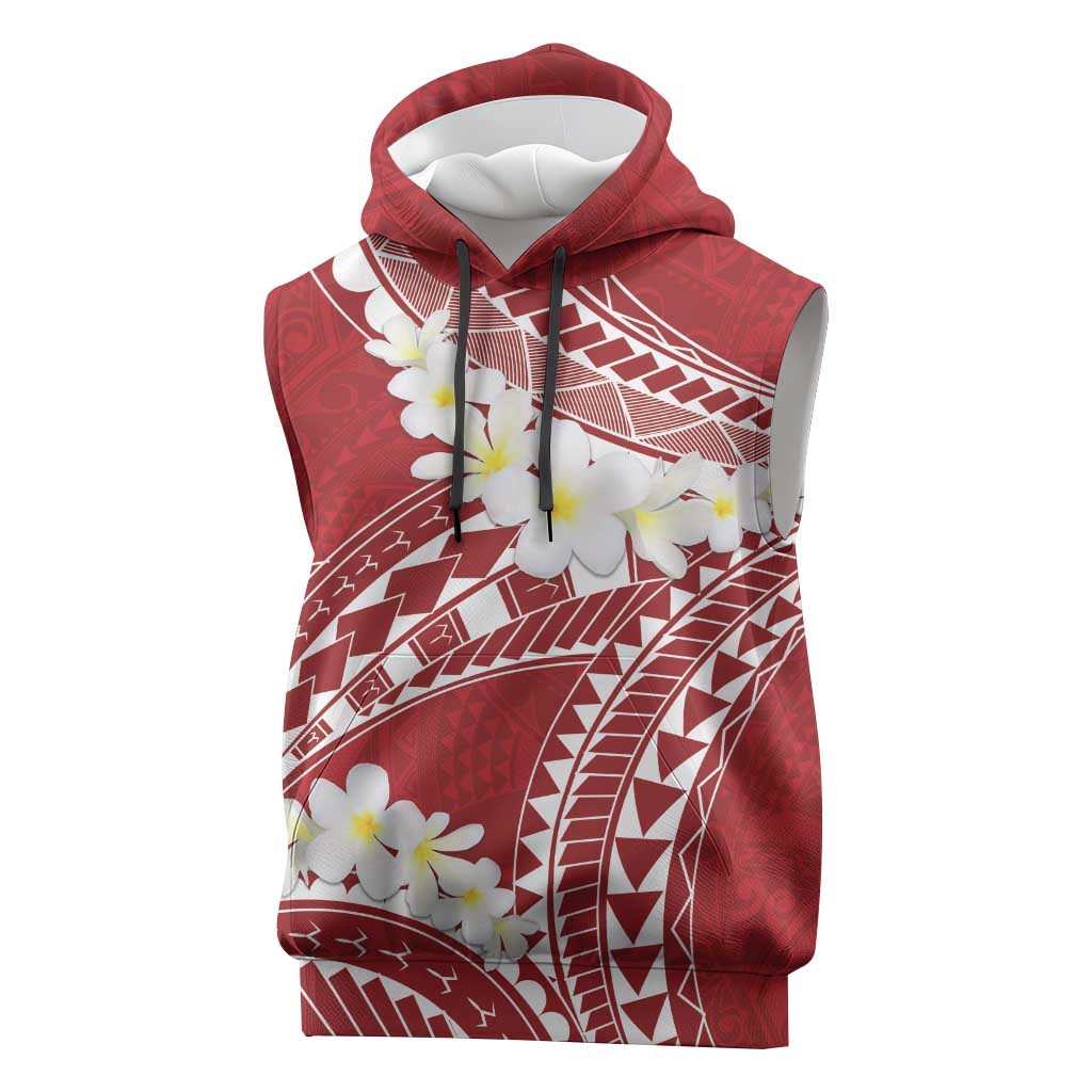 Polynesian Vintage Floral Sleeveless Hoodie Scarlet Motifs - Polynesian Pride