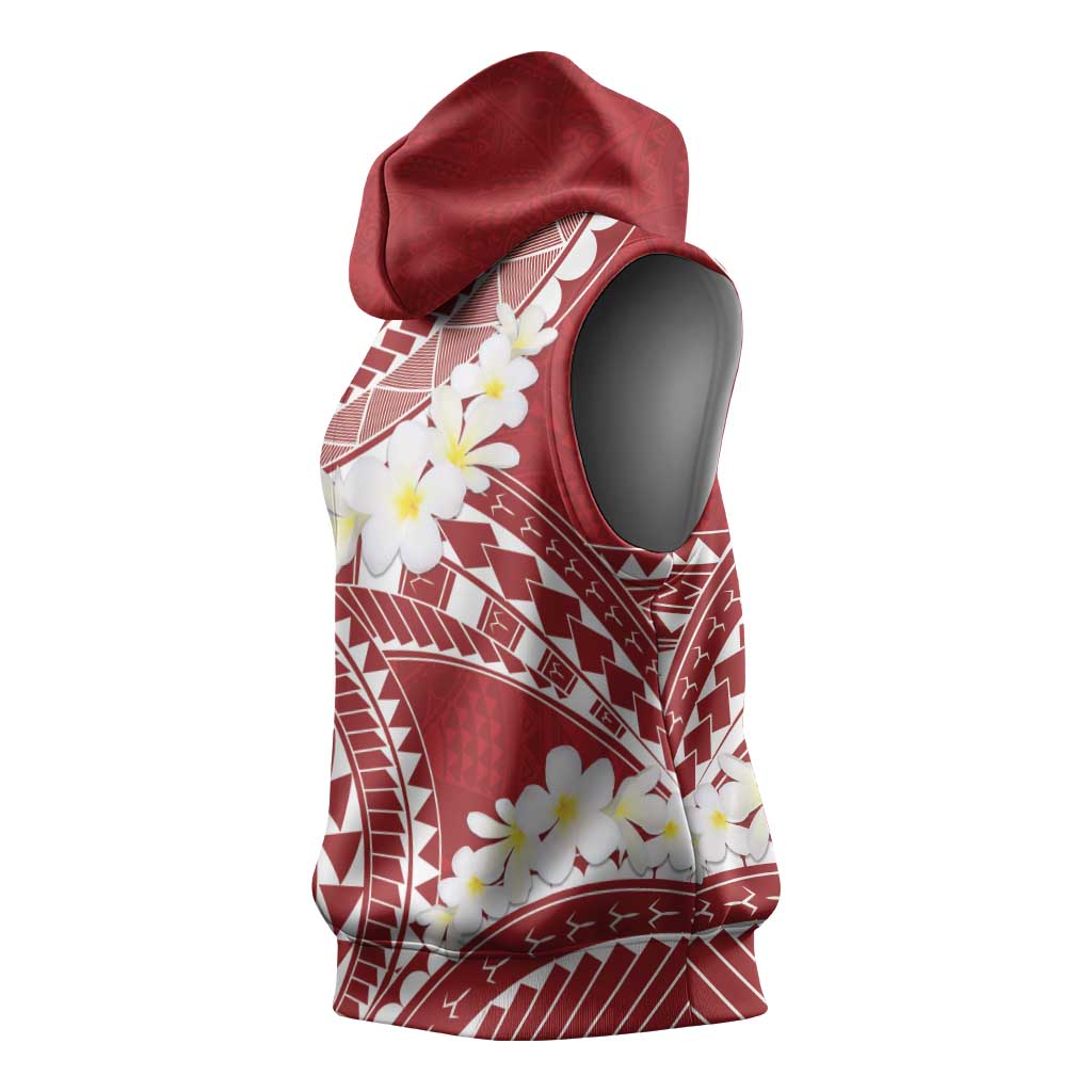 Polynesian Vintage Floral Sleeveless Hoodie Scarlet Motifs - Polynesian Pride