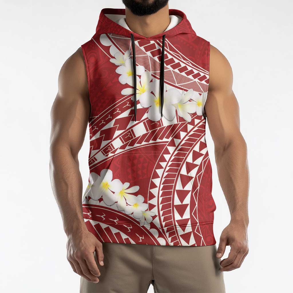 Polynesian Vintage Floral Sleeveless Hoodie Scarlet Motifs - Polynesian Pride