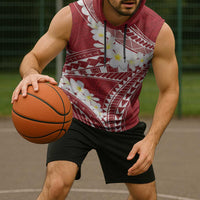 Polynesian Vintage Floral Sleeveless Hoodie Scarlet Motifs - Polynesian Pride