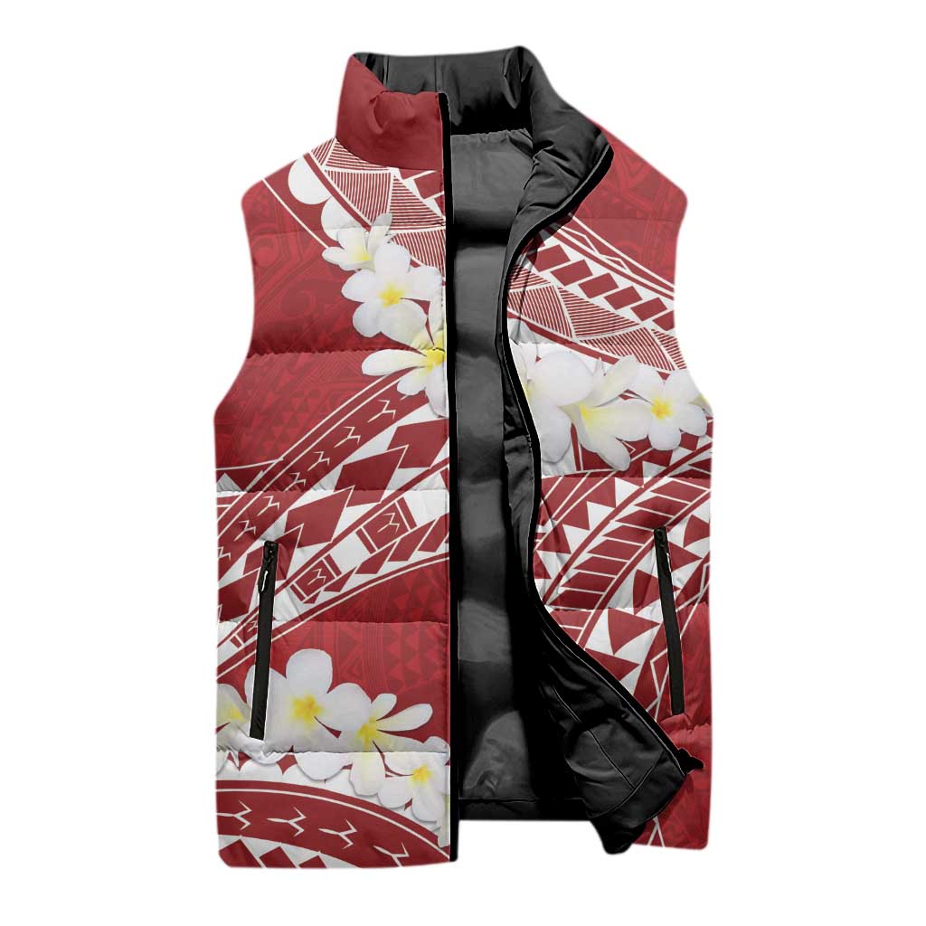 Polynesian Vintage Floral Sleeveless Puffer Jacket Scarlet Motifs - Polynesian Pride