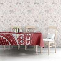 Polynesian Vintage Floral Tablecloth Scarlet Motifs - Polynesian Pride