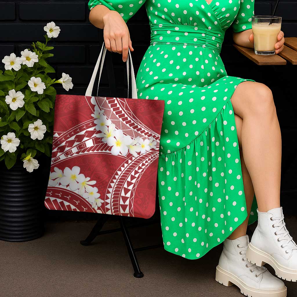 Polynesian Vintage Floral Tote Bag Scarlet Motifs - Polynesian Pride