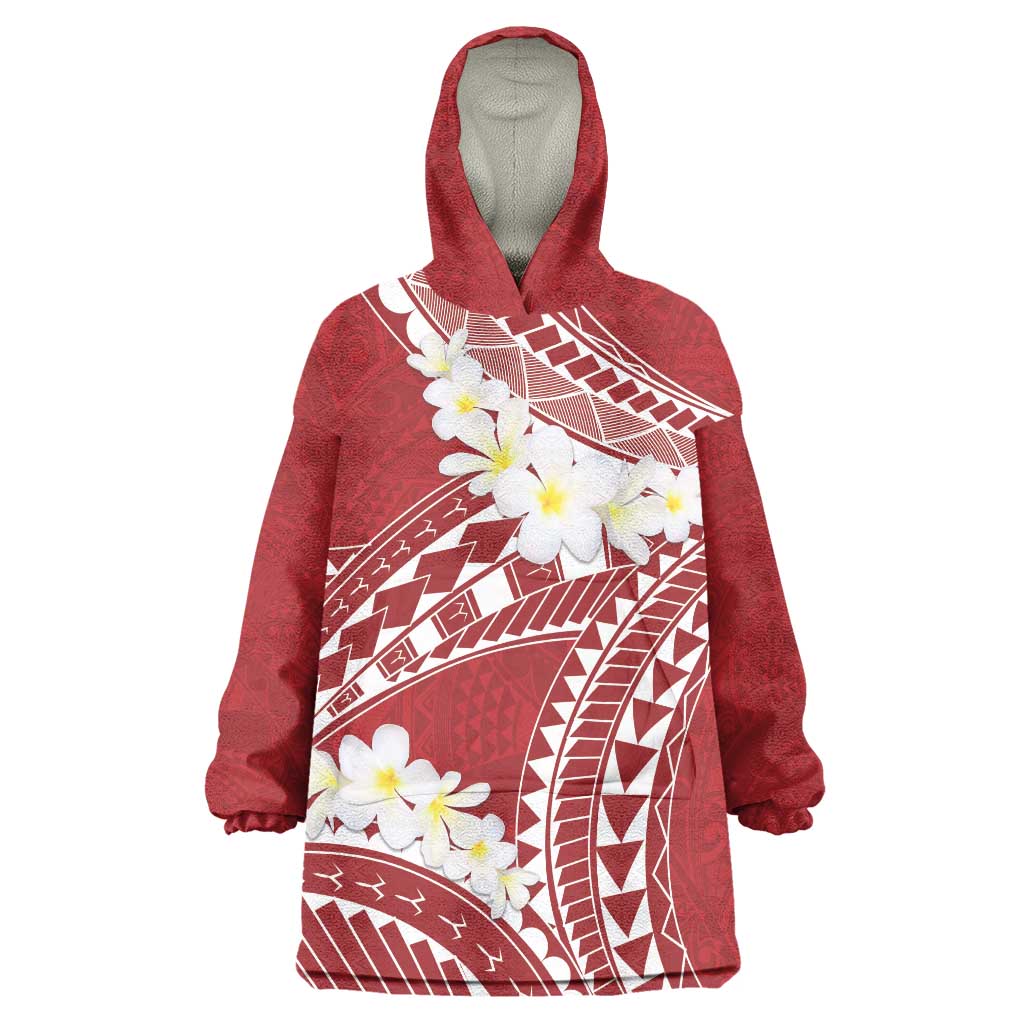 Polynesian Vintage Floral Wearable Blanket Hoodie Scarlet Motifs - Polynesian Pride
