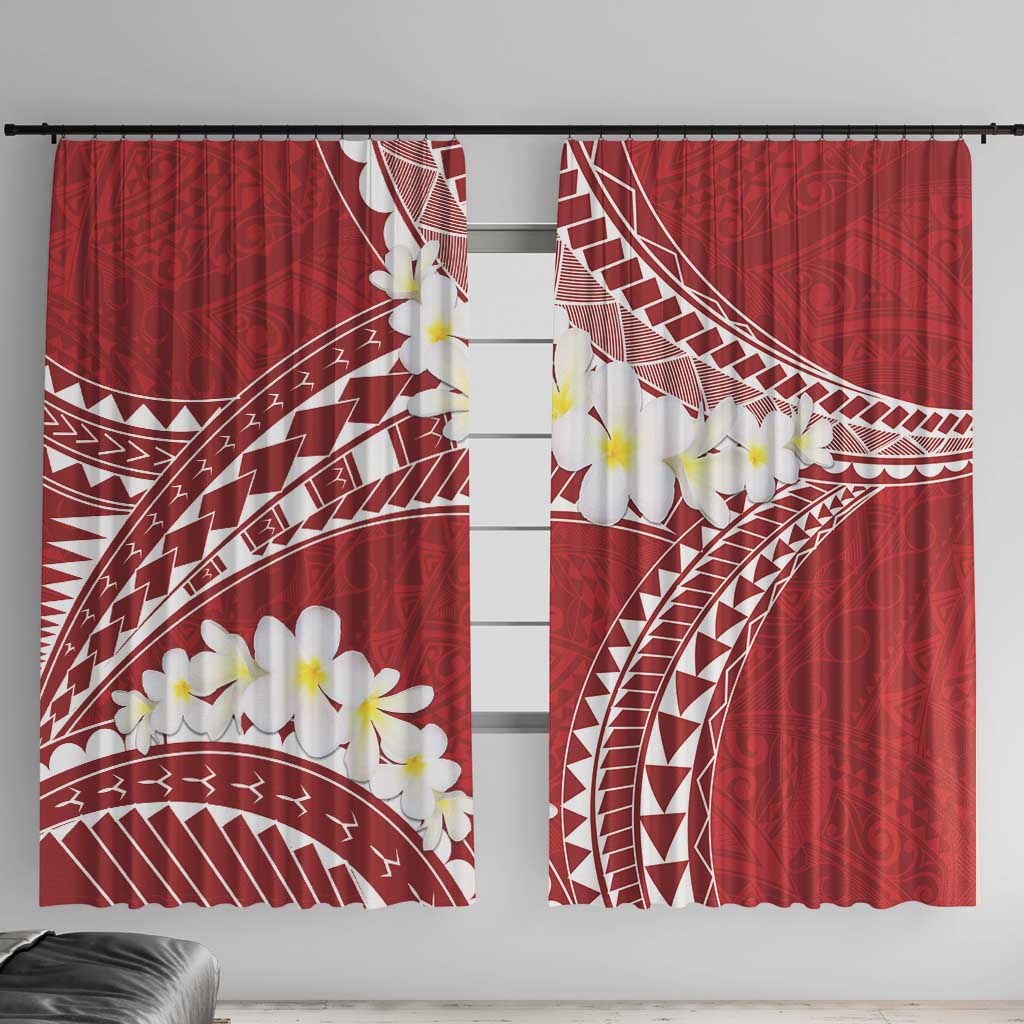 Polynesian Vintage Floral Window Curtain Scarlet Motifs - Polynesian Pride