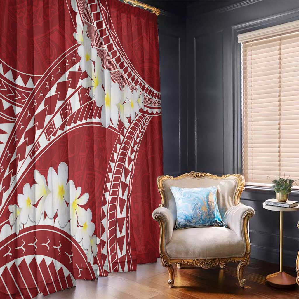 Polynesian Vintage Floral Window Curtain Scarlet Motifs - Polynesian Pride