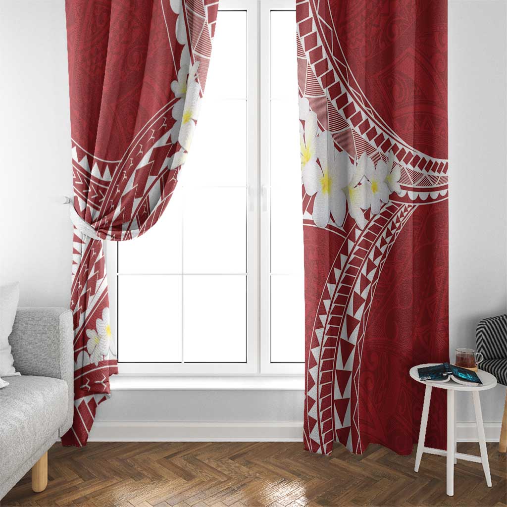 Polynesian Vintage Floral Window Curtain Scarlet Motifs - Polynesian Pride