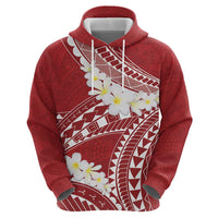 Polynesian Vintage Floral Zip Hoodie Scarlet Motifs - Polynesian Pride
