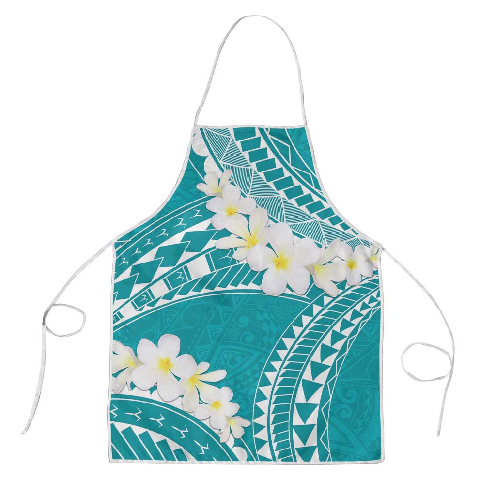 Polynesian Vintage Floral Apron Teal Motifs - Polynesian Pride