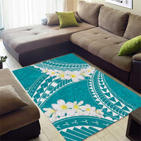 Polynesian Vintage Floral Area Rug Teal Motifs - Polynesian Pride