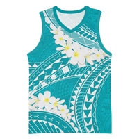 Polynesian Vintage Floral Basketball Jersey Teal Motifs - Polynesian Pride