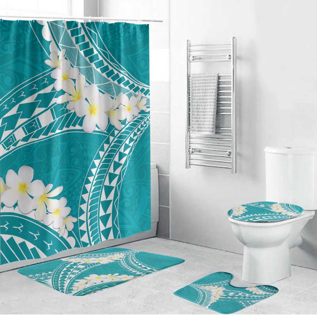 Polynesian Vintage Floral Bathroom Set Teal Motifs - Polynesian Pride