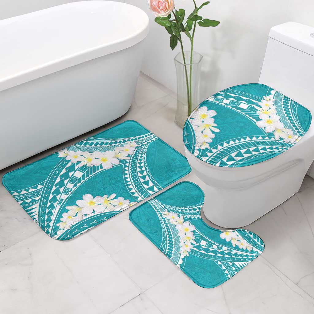 Polynesian Vintage Floral Bathroom Set Teal Motifs - Polynesian Pride