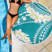 Polynesian Vintage Floral Beach Blanket Teal Motifs - Polynesian Pride