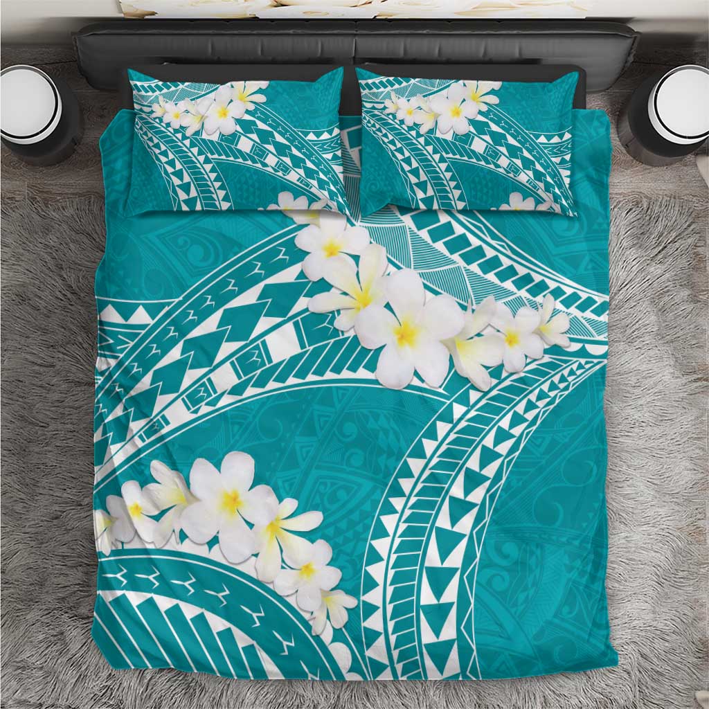 Polynesian Vintage Floral Bedding Set Teal Motifs - Polynesian Pride