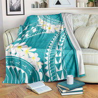 Polynesian Vintage Floral Blanket Teal Motifs - Polynesian Pride