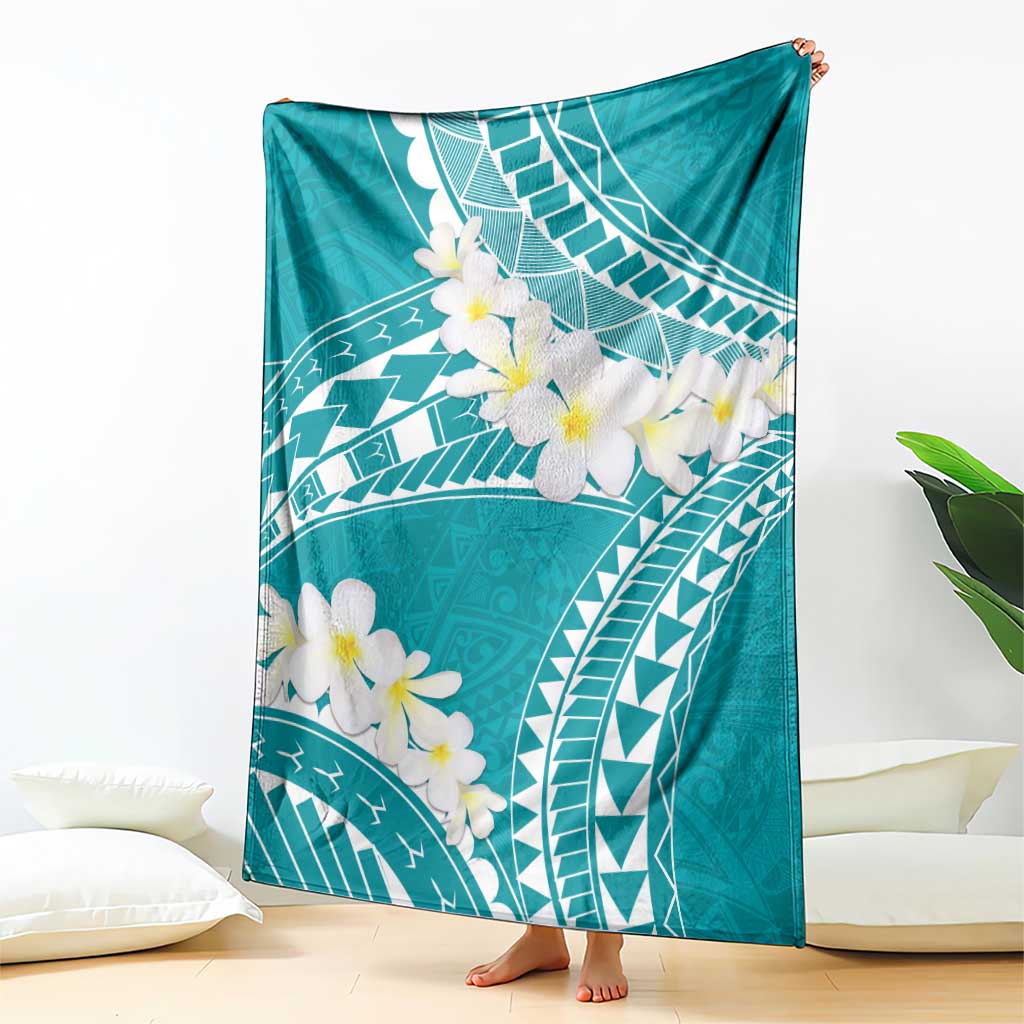 Polynesian Vintage Floral Blanket Teal Motifs - Polynesian Pride